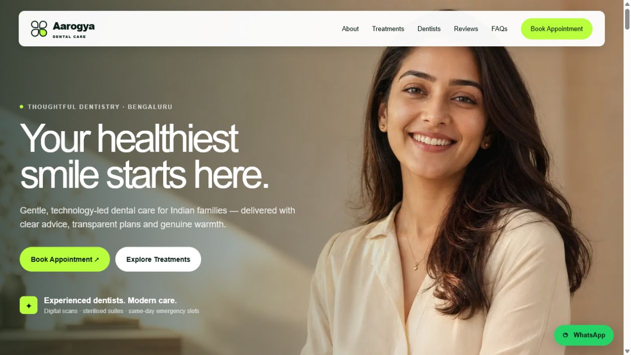 Aarogya Dental Care website demo preview