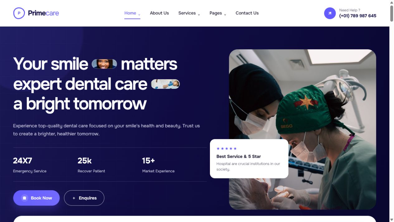 PrimeCare Dental website demo preview