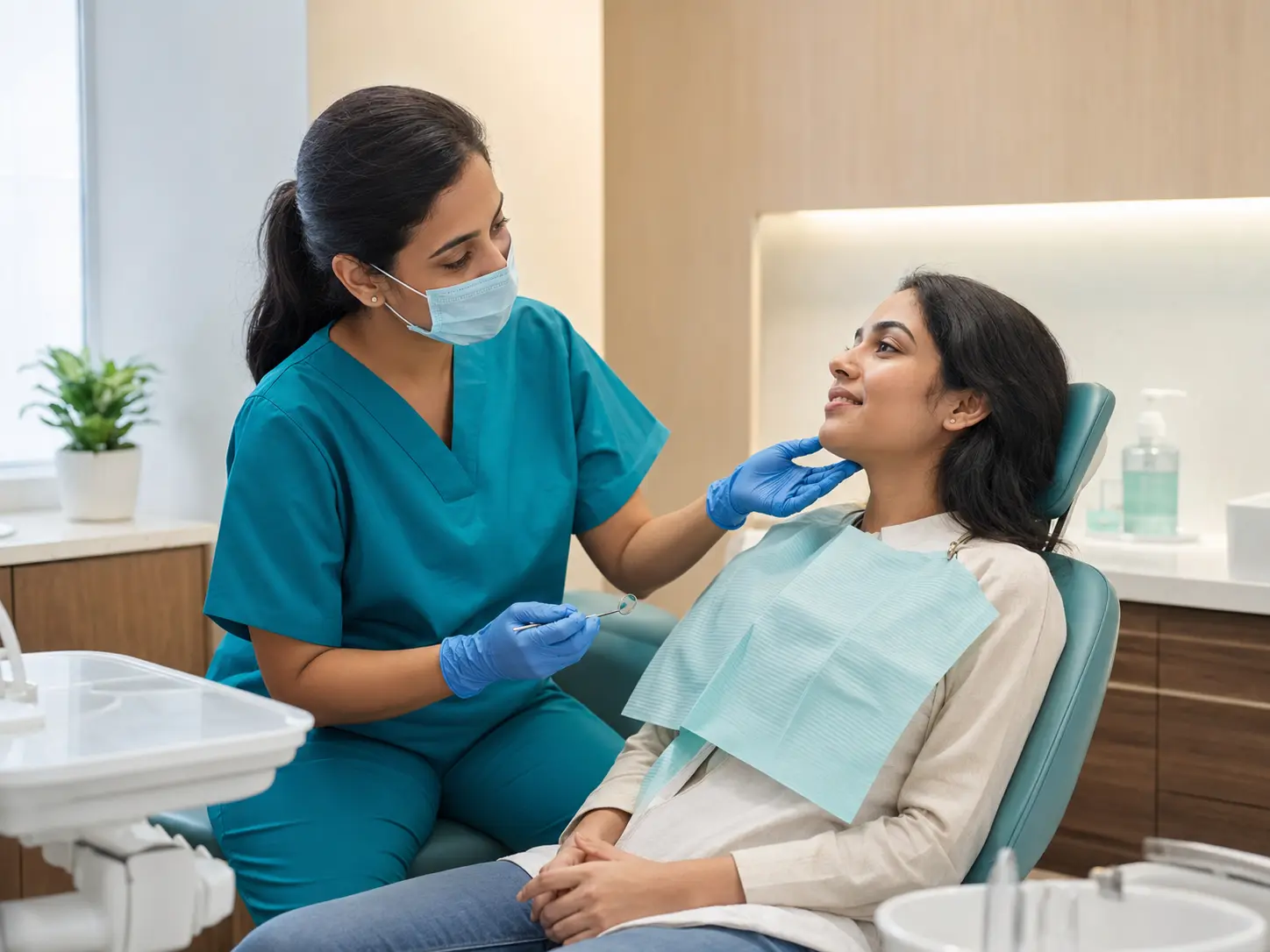 Indian dentist consulting a patient