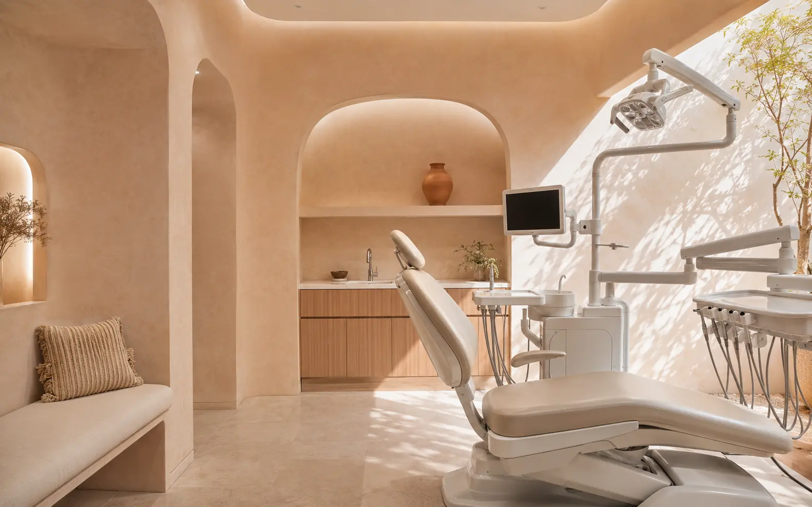 Warm details inside Aarogya Dental Studio