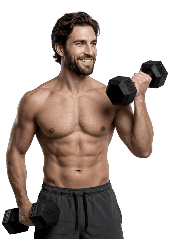 FITNEX member training with a dumbbell